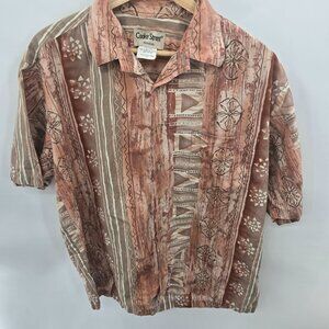Vintage Cooke Street Honolulu Brown 100% Cotton Button Down Medium